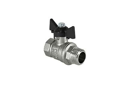 Кран шаровой Valfex латунный DeltaPro для воды 1 1/4 ВР/НР бабочка, НИКЕЛИР-Й