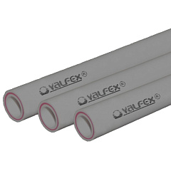 Труба полипропиленовая Valfex армированная стекловолокном SDR 7.4 PN20 D25х3,5 мм, 4м СЕРАЯ