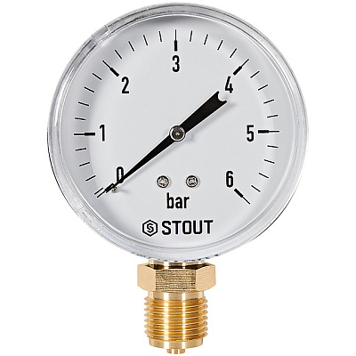 Манометр Stout радиальный, Dn 80 мм 1/2 , 0...6 бар, кл.2.5