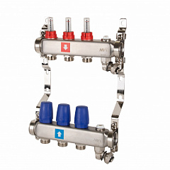 Коллектор MVI с расходомерами, дренажным краном и воздухоотводчиком 3 выхода