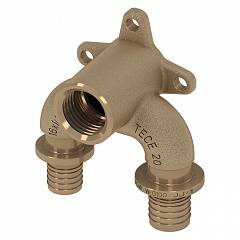 Тройник угловой TECE TECEflex редукционный с настенным креплением, закругленный 20 х 1 2 х 16, бронза, внутренняя резьба