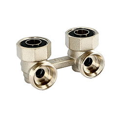 Узел нижнего подключения радиатора UNI-FITT угловой НВ 3/4 х 3/4 ЕК радиаторный со встроенными вентилями