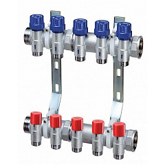 Запорный и терморегулируемый коллектор FAR 1 1/4 с 2 отводами М24х19