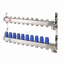 Коллектор MVI без расходомеров, c дренажным краном и воздухоотводчиком 10 выходов