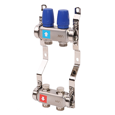 Коллектор MVI из нержавеющей стали в сборе для отопления 2 выхода