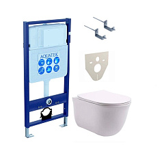 Комплект Акватек КЛАССИК рама Standard INS-0000012 без клавиши KKI-0000002 крепления, унитаз КЛАССИК AQ1111-00 с тонким сиденьем soft-close