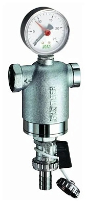 Фильтр для воды FAR 3/4 ВР-ВР, с манометром, 100мкм, Max: 95 C, 25 бар