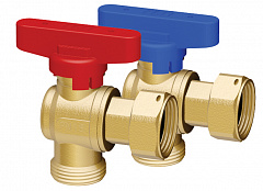 Кран шаровой FAR хром. 3/4 накид.гайки (бабочка, красн.), углов.