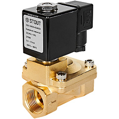 Клапан соленоидный (электромагнитный) Stout непрямого (пилотного) действия, НЗ, 24В, G3/4, EPDM