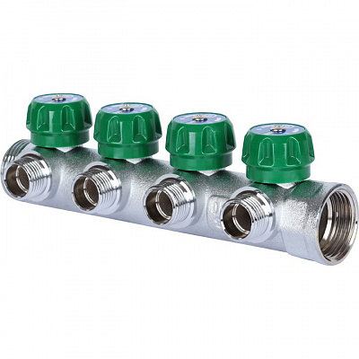 Коллектор регулирующий Stout хромированный 1/2x1, 4 выхода (SMB-6850-011204)