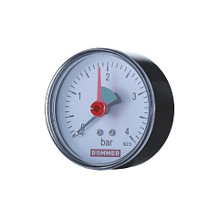 Манометр Rommer аксиальный с указателем предела, 50 мм, 0...4 бар, 1/4