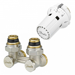 Комплект для радиаторов Danfoss с нижним подключением RLV-KS/RTRW-K - G 3/4 A x G 1/2 A, уловой с переходниками