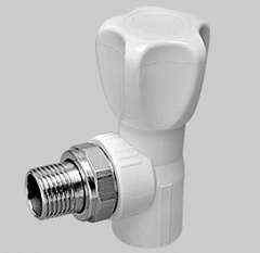 Вентиль полипропиленовый Kalde угловой (радиаторный) комбинированный, 20 x 1/2, американка