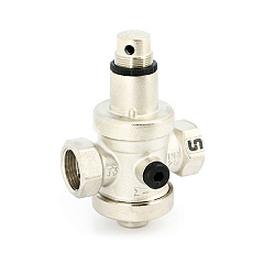 Редуктор давления UNI-FITT ВВ 1 1-6 бар PN25 с отверстием под аксиальный манометр 1/4 , никелированный