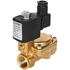 Клапан соленоидный (электромагнитный) Stout непрямого (пилотного) действия, НО, 24В, G3/4, EPDM