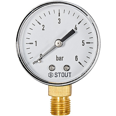 Манометр Stout радиальный, Dn 50 мм 1/4  , 0...6 бар, кл.2.5