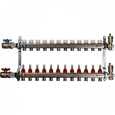 Коллектор Stout из нержавеющей стали в сборе с расходомерами 1/3/4x12, SMS 0907 000012
