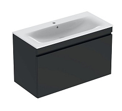 Шкаф под раковину Geberit Renova Plan Slim, с одним выдвижным ящиком и одним внутренним выдвижным ящиком, 98.8x58.5 см, темно-серый мат 869501000