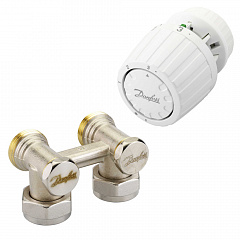 Комплект для радиаторов Danfoss с нижним подключением RLV-KS/RTR 7090 - G 3/4 A x G 3/4 A, угловой