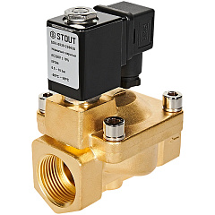 Клапан соленоидный (электромагнитный) Stout непрямого (пилотного) действия, НЗ, 220В, G1, EPDM