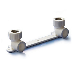 Двойной угольник полипропиленовый ПОЛИТЭК с внутренней резьбой 25 x 1/2, белый