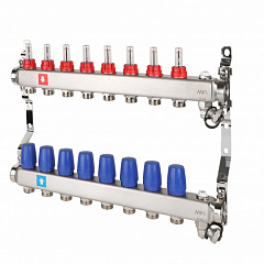 Коллектор MVI с расходомерами, дренажным краном и воздухоотводчиком 8 выходов