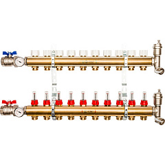 Коллектор Stout распределительный из латуни с расходомерами 1/3/4x10, SMB 0473 000010