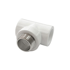 Тройник из полипропилена Valfex PRO переходной с наружной резьбой 25х1/2х25, белый