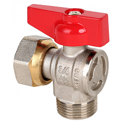 Кран шаровой MVI латунный угловой накидная гайка-цапка 3/4 ВР-НР, бабочка (ГОСТ)