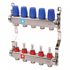 Коллектор MVI из нержавеющей стали в сборе с расходомерами 5 выходов