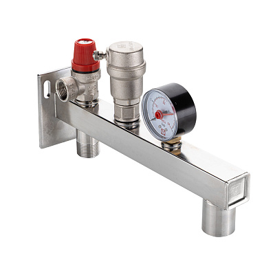 Группа безопасности котла VALTEC из нержавеющей стали консольная, 3/4, 0-4 бар