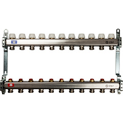 Коллектор Stout из нержавеющей стал с запорными клапанами 1/3/4x11, SMS 0922 000011