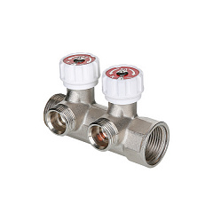 Коллектор VALTEC латунный никелированный (Евроконус) 3 контура