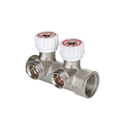 Коллектор VALTEC латунный никелированный (Евроконус) 3 контура