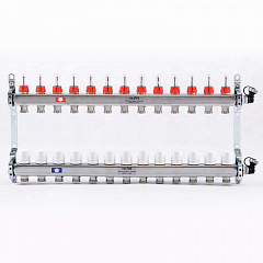 Коллекторная группа UNI-FITT из нерж. стали 450I с термостатическими вентилями и расходомерами 1x3/4 с 13 отводами