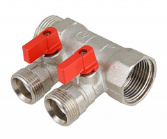 Коллектор VALTEC с отсекающими кранами, 1х2 вых. Евроконус 3/4