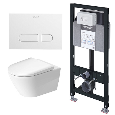 Комплект Duravit SET D-NEO подвесной унитаз, инсталляция, кнопка хром, сиденье микролифт
