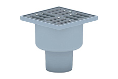 Трап АНИ пласт 100х100 мм вертикальный DN 50 с нержавеющей решеткой