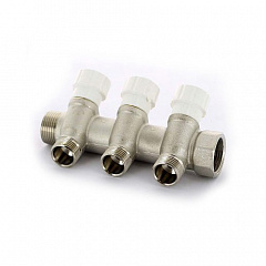 Коллектор UNI-FITT 400N НВ 3/4 3 х 1/2 Н 40 мм никелированный с вентилями