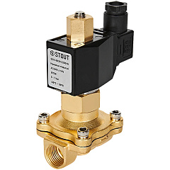 Клапан соленоидный (электромагнитный) Stout прямого действия, НО, 220В, G1/2, EPDM