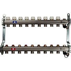 Коллектор Stout из нержавеющей стали без расходомеров, с клапаном вып. воздуха и сливом 1/3/4x9, SMS-0932-000009