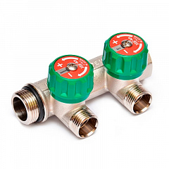 Коллектор UNI-FITT никелированный 411N с вентилями под 90 град. 3/4x1/2 с 2 отводами