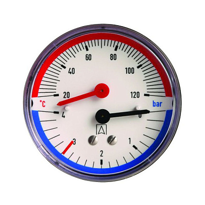 Термоманометр Afriso TM 80 аксиальный, 80 мм, 0-4 бар, 20-120C, G1/4