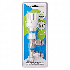 Комплект радиаторный термостатический MVI угловой 3 в 1 (термоголовка, клапан термостатический, клапан настроечный) 3/4