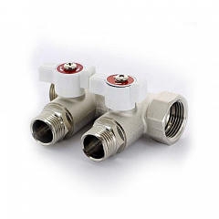 Коллектор UNI-FITT 420N НВ 3/4 2 х 1/2 Н 40 мм с кранами никелированный