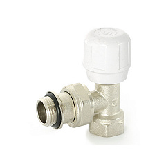 Вентиль ручной UNI-FITT угловой быстрого монтажа НВ 1/2 никелированный с разъёмным соединением