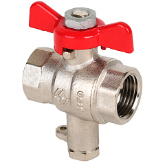 Кран шаровой MVI латунный прямой с патрубком для подключения термодатчика 3/4x9 ВР-ВР, бабочка (ГОСТ)