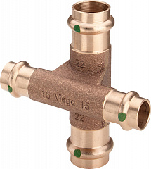Крестовина медная Viega двухплоскостная 18 х 15 мм, Sanpress, модель 2248