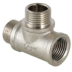 Тройник Valfex никелированный переходной с двумя переходами на наружную резьбу ВР1/2хНР1/2хНР1/2