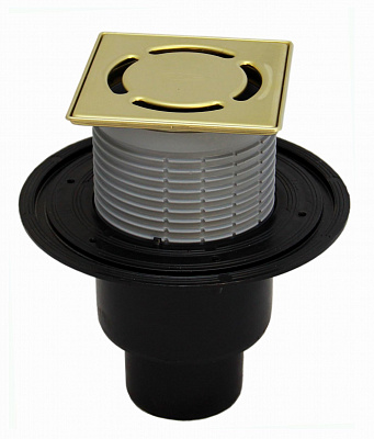 Трап HL 310NPr-3000 с Сухим сифоном, с решеткой 037Pr.3E - Цвет латунь